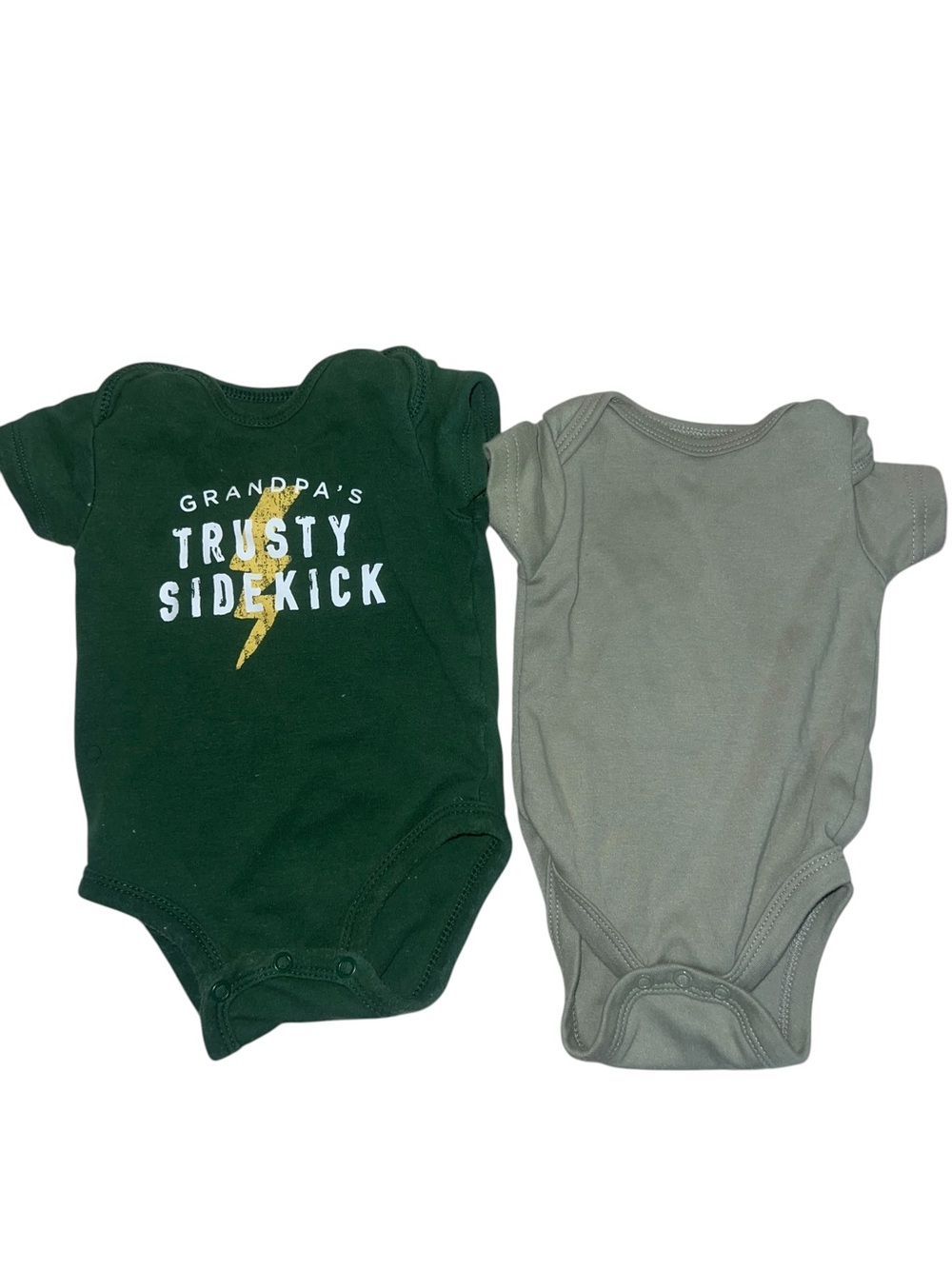 Baby One-Piece Bodysuit Set in Dark Green and Gray